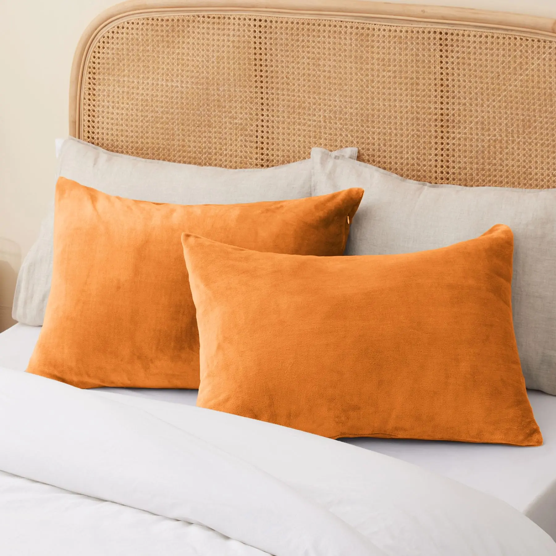 Flannel Pillowcases Set of 2, Super Soft Fleece Pillow Case Cover with Zipper, Luxury Cozy Fuzzy Velvet Pillow Shams for Home