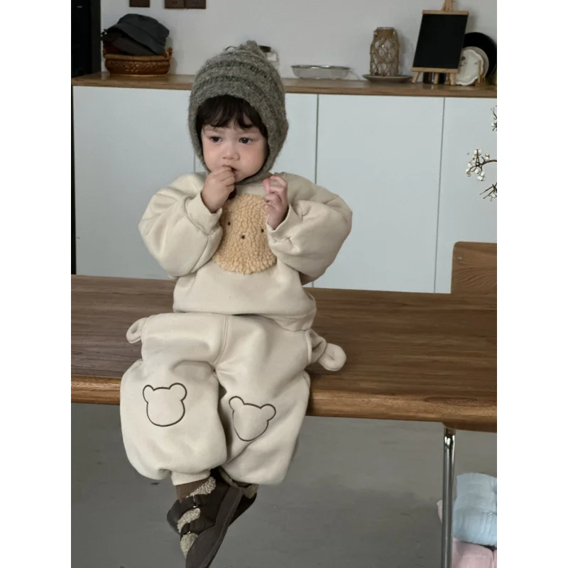 

9.29New Arrival Children Clothing2025Autumn and Winter Baby Clothes Children's Clothing Boys Thickened Sweatshirt Set