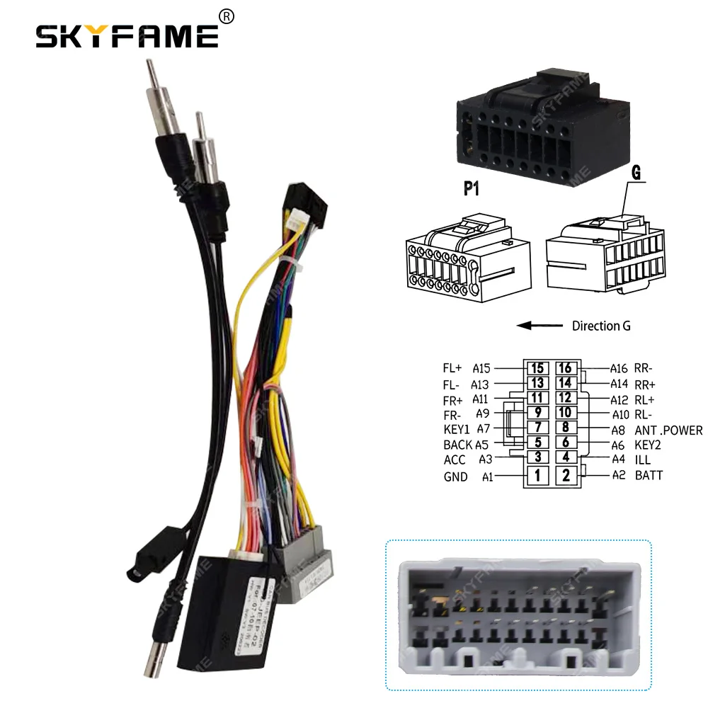 SKYFAME-Adaptador de arnés de cableado para coche, decodificador de caja Canbus de 16 pines para Dodge Caliber Jeep Compass Jeep Grand Cherokee WK od-jeep-02
