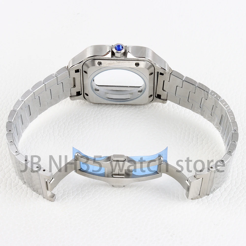 Silver/Gold 38mm Watch Case 21mm Strap 316L Stainless Steel Watchband Waterproof for Santos 27mmDial NH35 NH36 NH38 Movement
