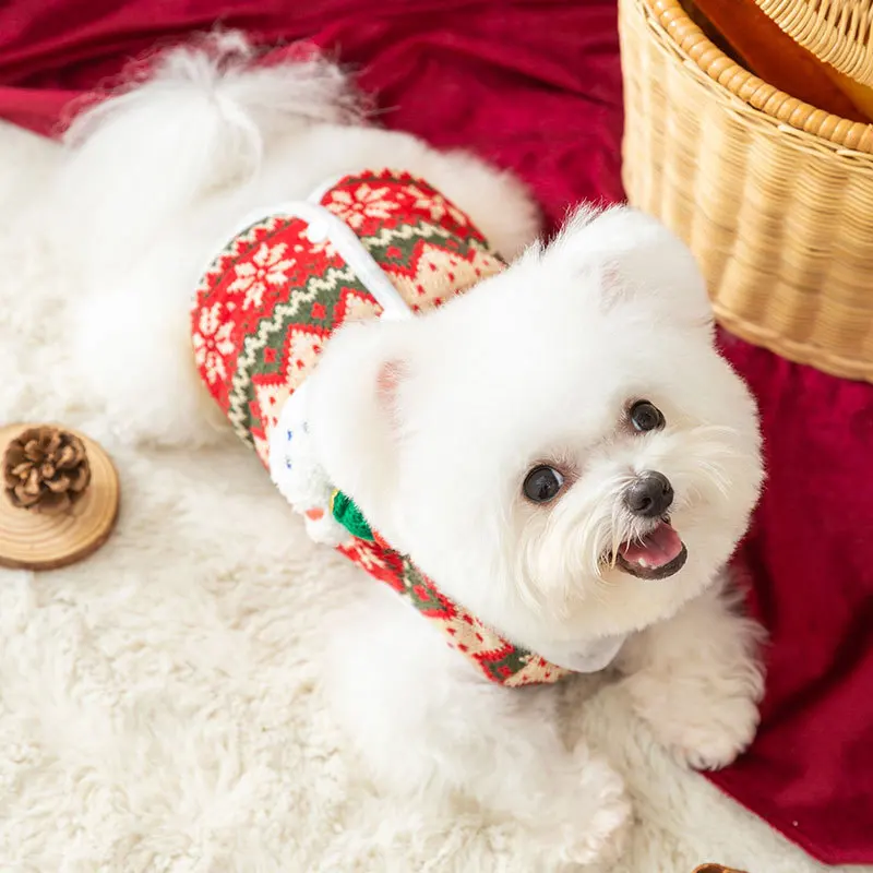 Christmas Autumn and Winter Dog Clothing Three-dimensional Teddy Bear Small Puppy Warm Knit Sweater Cardigan Pet Clothing