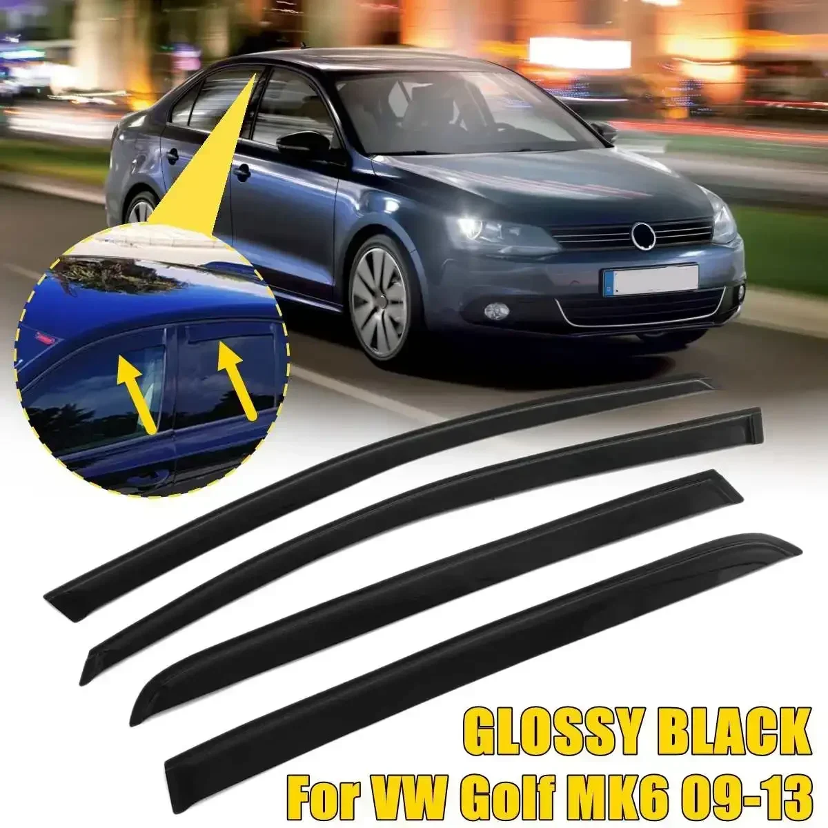 

4PCS Car Window Wind Deflectors Tinted For VW Golf 6th Gen MK6 2009-2013 Car Accessories Exterior Part Modification Part