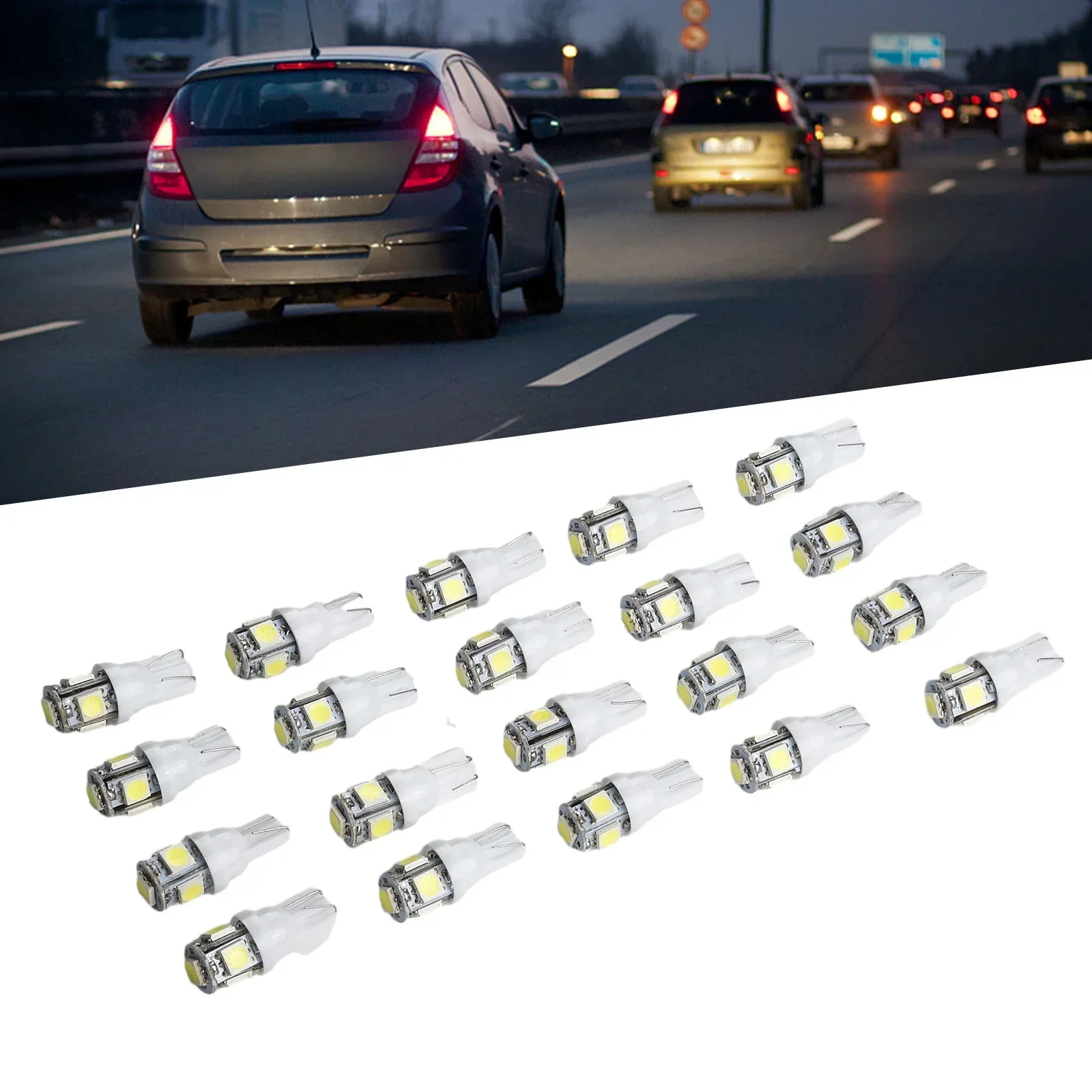 20pcs Car Lights For T10 5050  White License Plate Interior LED Reading Light 6000K 5W Energy Saving Car Accessories