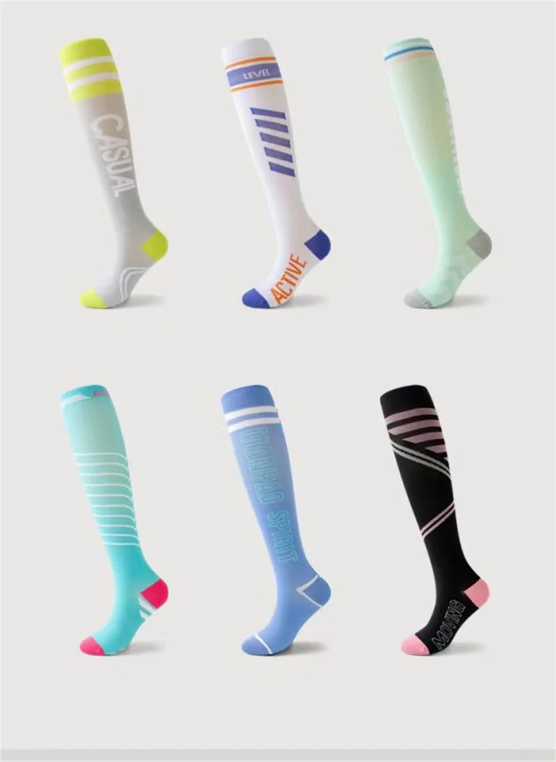 Women Men Compress Stockings Running Fitness Rope Skipping Marathon Exercise Calf Muscle Compression Socks Asymmetric Socks