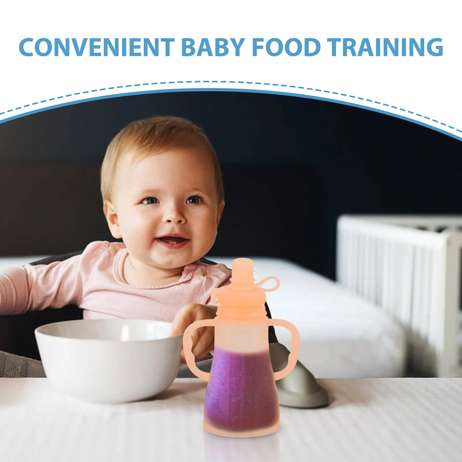 

Silicone Baby Food Pouches Leakproof Refillable Squeeze Pouch Holder Baby Food Containers Smoothies Yogurt Purees Orange