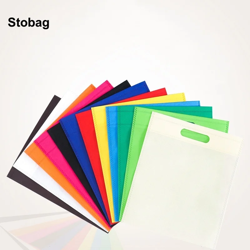 

StoBag 25pcs Wholesale Non-woven Shopping Tote Bags Fabric Reusable Eco Storage Large Pouch Portable Custom Logo(Extra Fee)