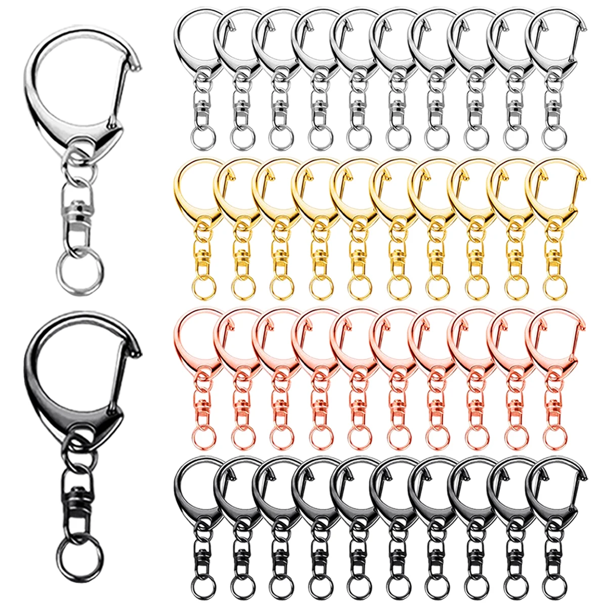 20/30/50 Sets Of Spring Keychain Chains With Open Jump Rings (Bulk), Suitable For DIY Handicrafts, Gifts, Jewelry Making, Bags