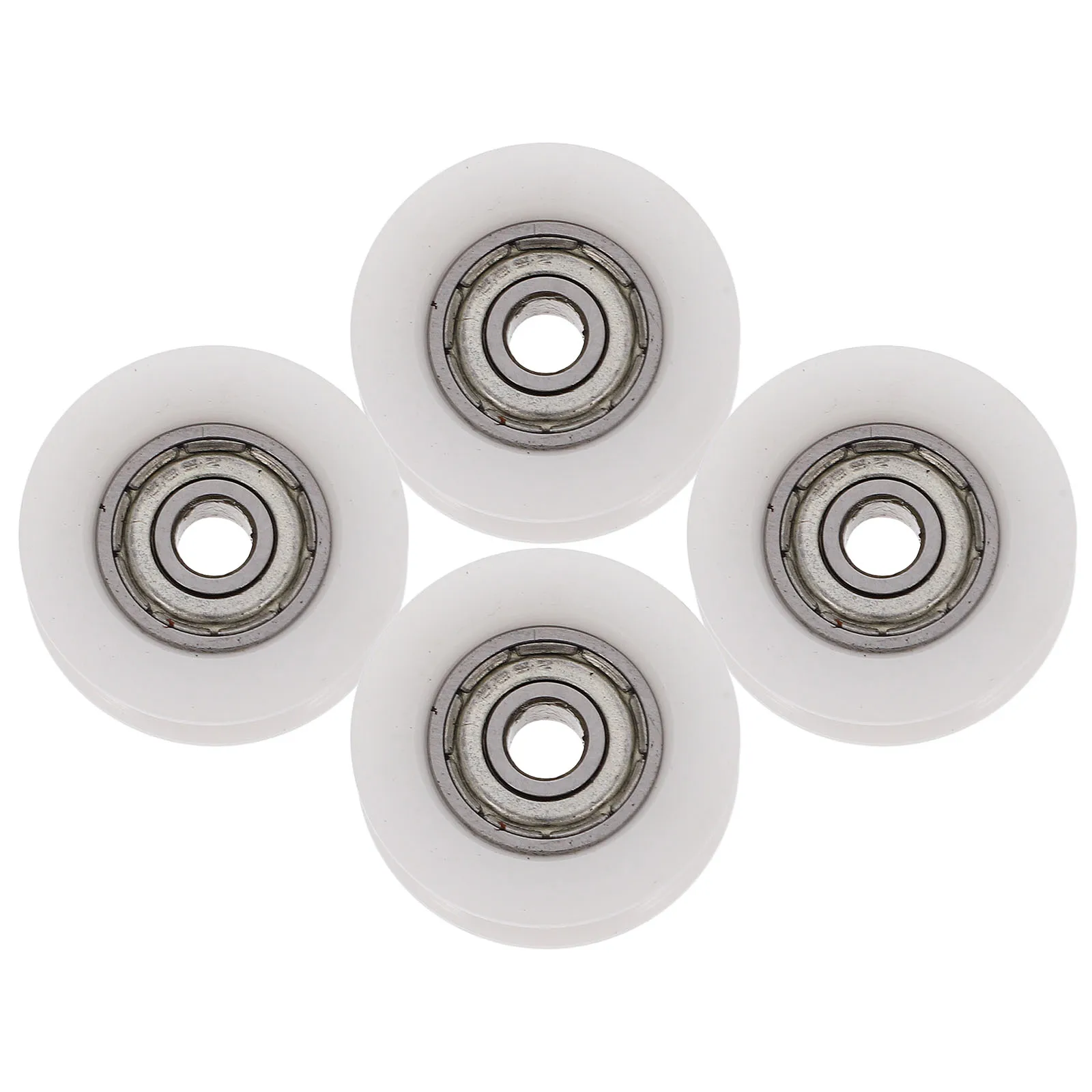 4 Pcs Nylon Pulley Ball Bearing White Wheel for Door Window Drawer Mechanism Non Perforated Roller Sliding Hardware