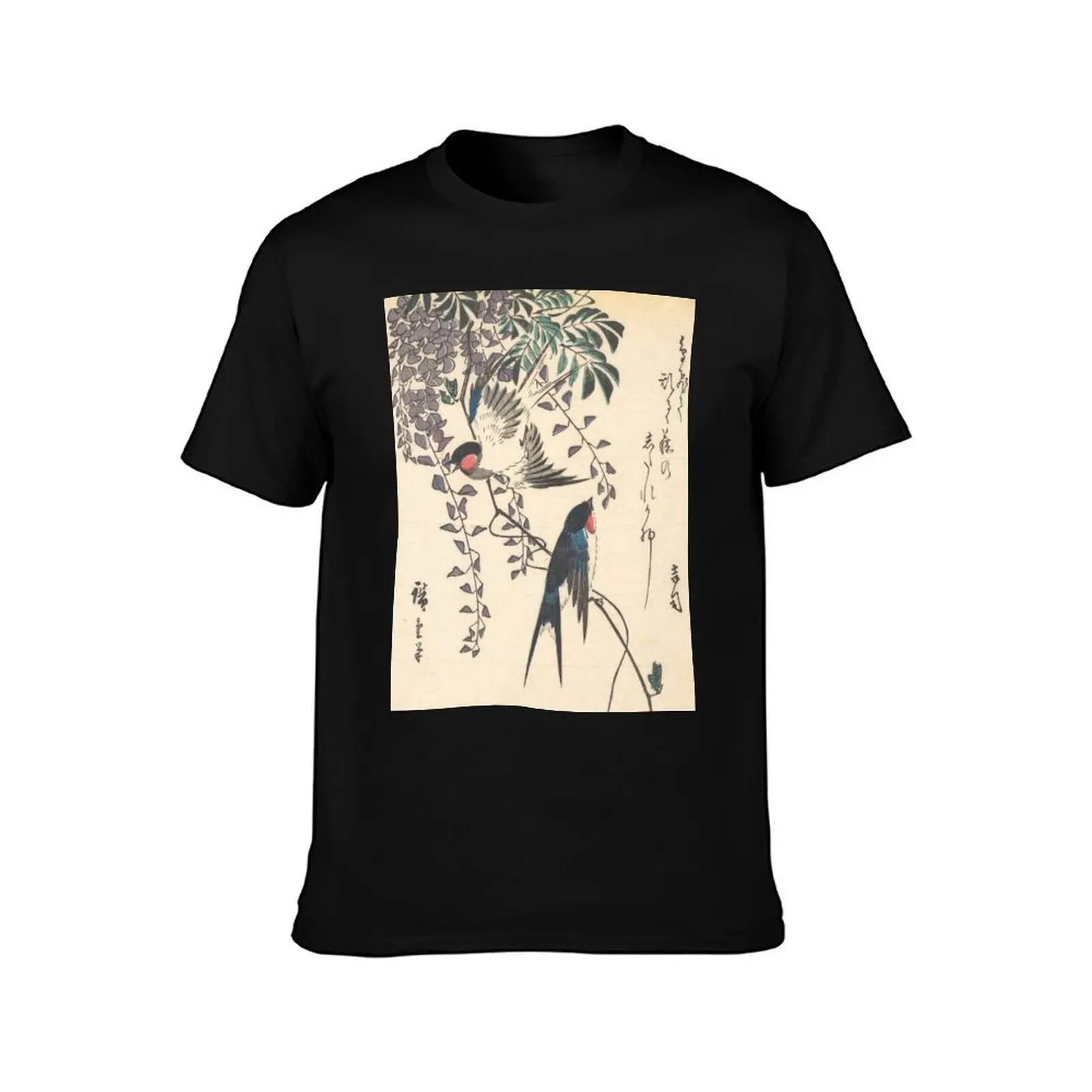 Swallow and Wisteria T-Shirt Novelty Graphic Tee Shirt T-Shirt