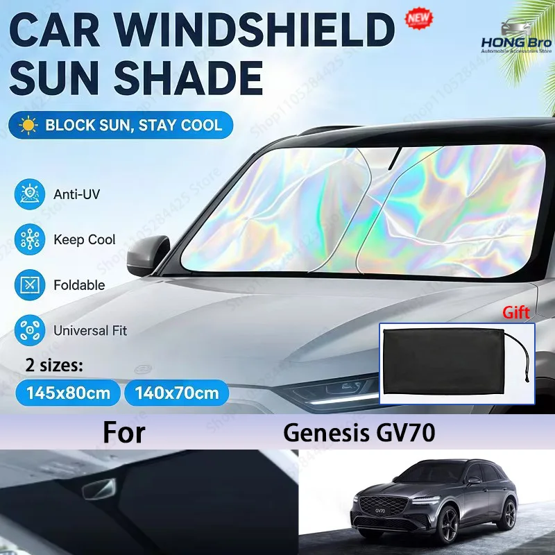 For Genesis GV70 Foldable Front Windshield Sun Shade UV Reflective Sun Protection Cover Car Interior Accessories