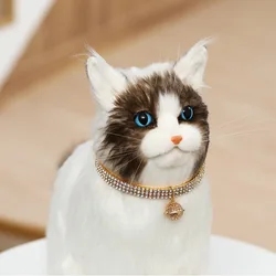 Luxury pet necklace kitten necklace cat rhinestone necklace Chinese wind bell pet collar accessories golden hollow palace bell