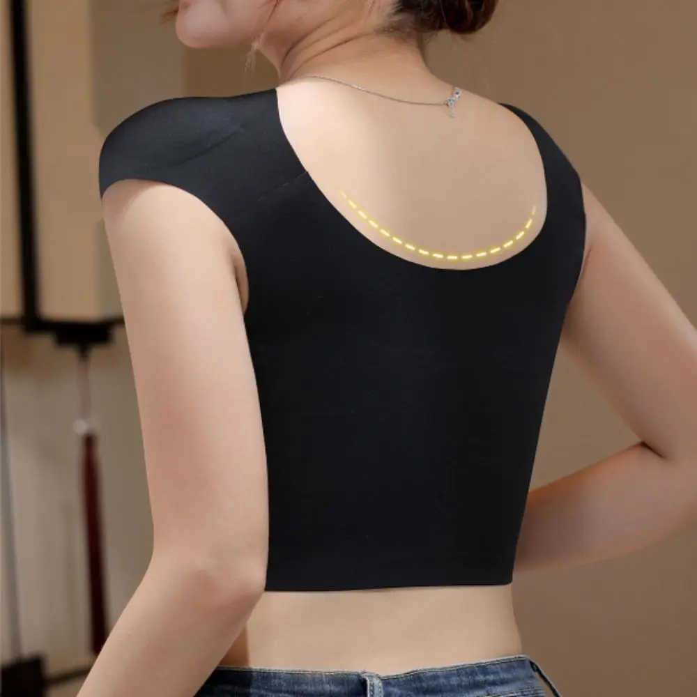 Simple Seamless Right-angle Shoulder Bra Chest Binder Invisible Shoulder Pad Vest Lingerie Bustier Wireless Bra Body Shaping