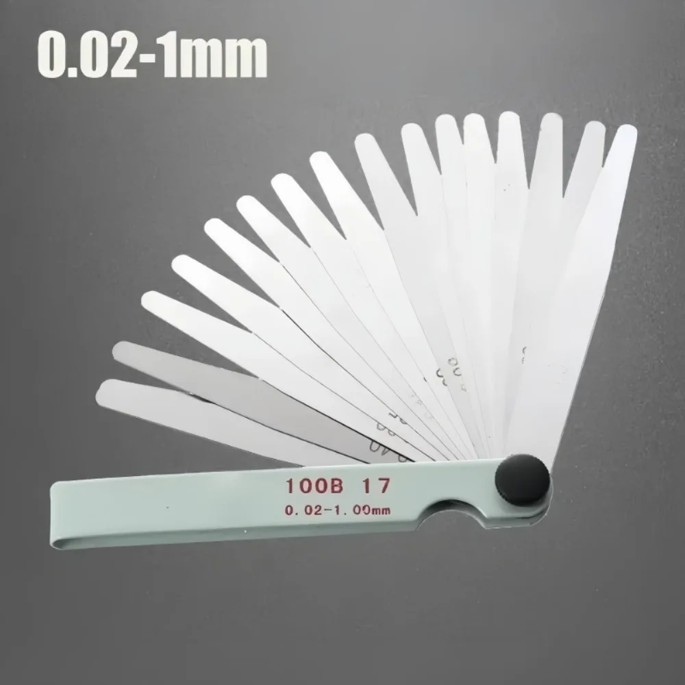 17 Blade Clearance Gauge 0.02-1.0mm Stainless Steel Clearance Gauge Rangefinder Measuring Tool Used for Adjusting Engine Valve