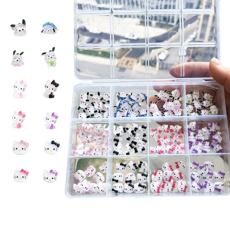 120PCS/70PCS Kawaii Sanrio Mini naklejki akcesoria do paznokci HelloKitty DIY etui na telefon spinka do włosów ozdoba do paznokci Charms rzemiosło Y2K