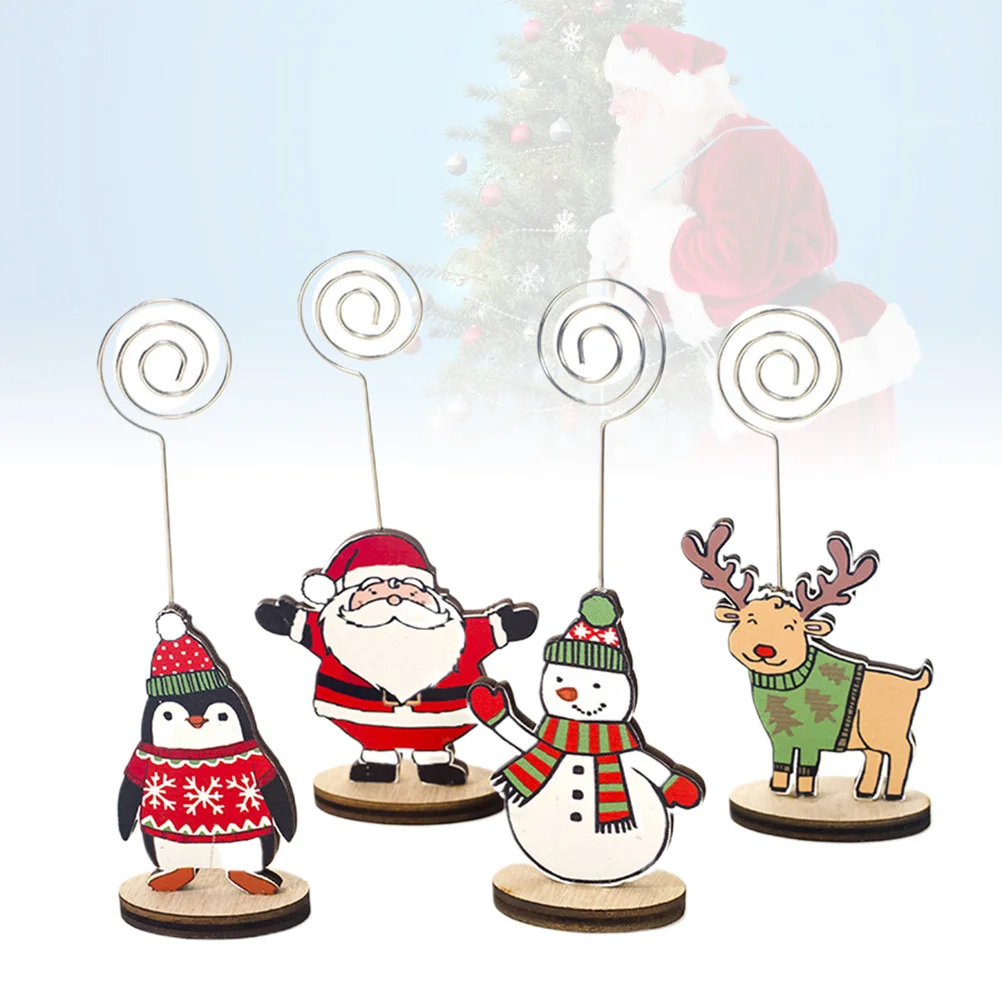 4 Pcs Christmas Table Picture Stand Name Card Place Holder Number Wire Memo Wedding Decorations Paper Clips