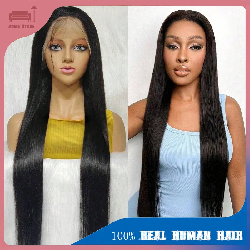 

13x4 Straight Lace Front Wig Brazilian Remy Hair Pre-Plucked Hairline Natural Color Wig Hair Length 14-30inch Girls Daily Use