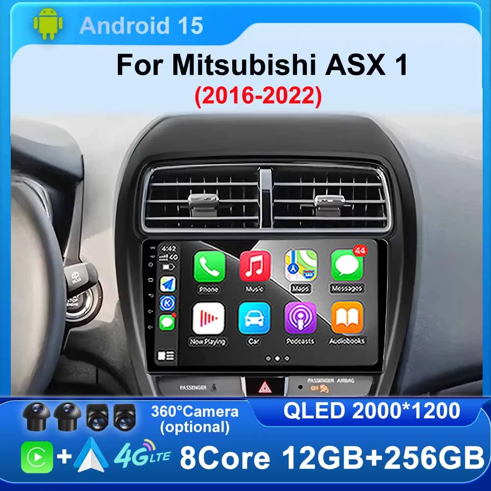 For Mitsubishi ASX 1 2016 - 2022 Android 15 Left Hand Drive Carplay Auto GPS Car Radio 4G BT Navigation Multimedia Video Player
