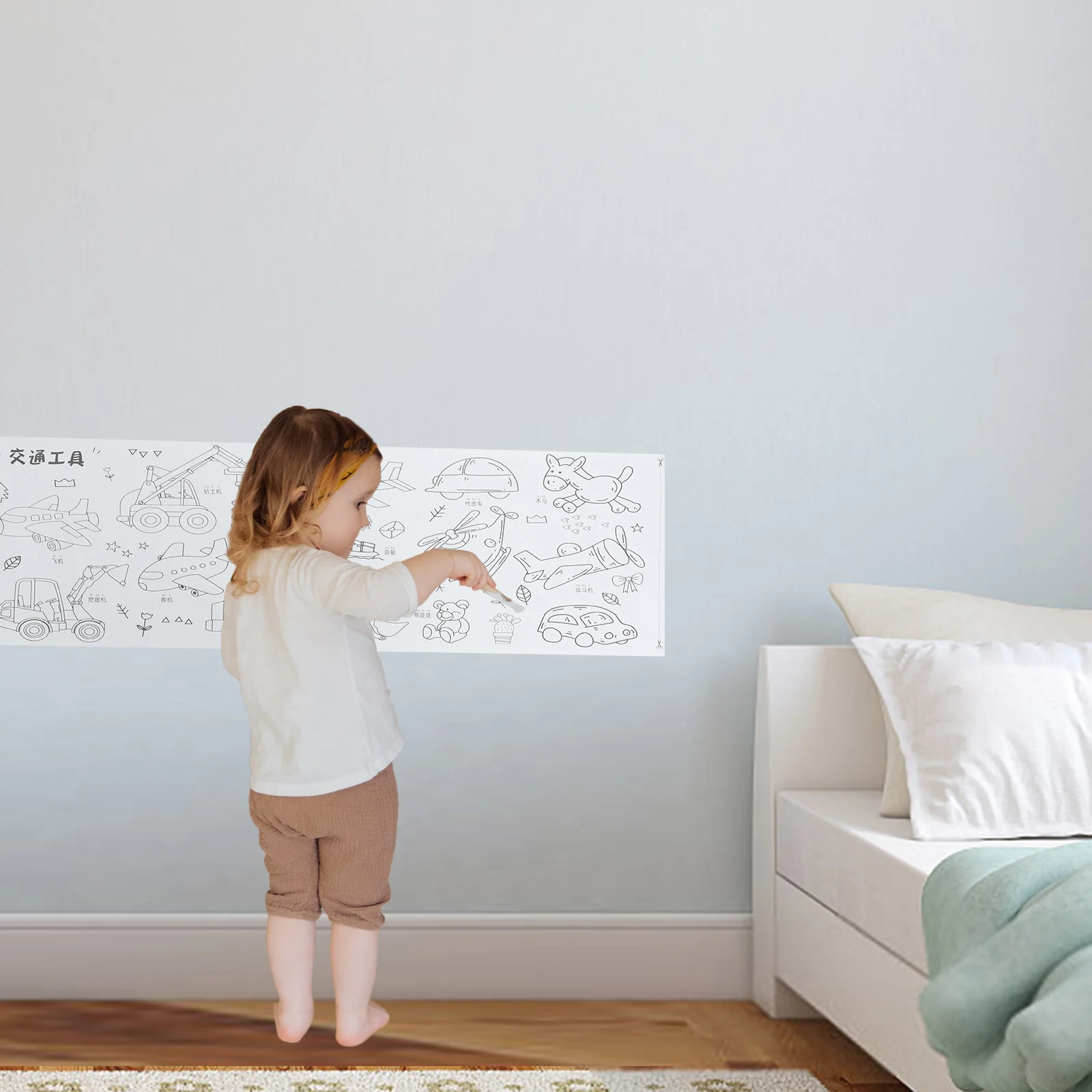 Rollos para colorear súper largos de 3M, papel de dibujo de animales en el océano, póster de Graffiti DIY para niños, decoración de pared, mantel para colorear, pegatina reutilizable