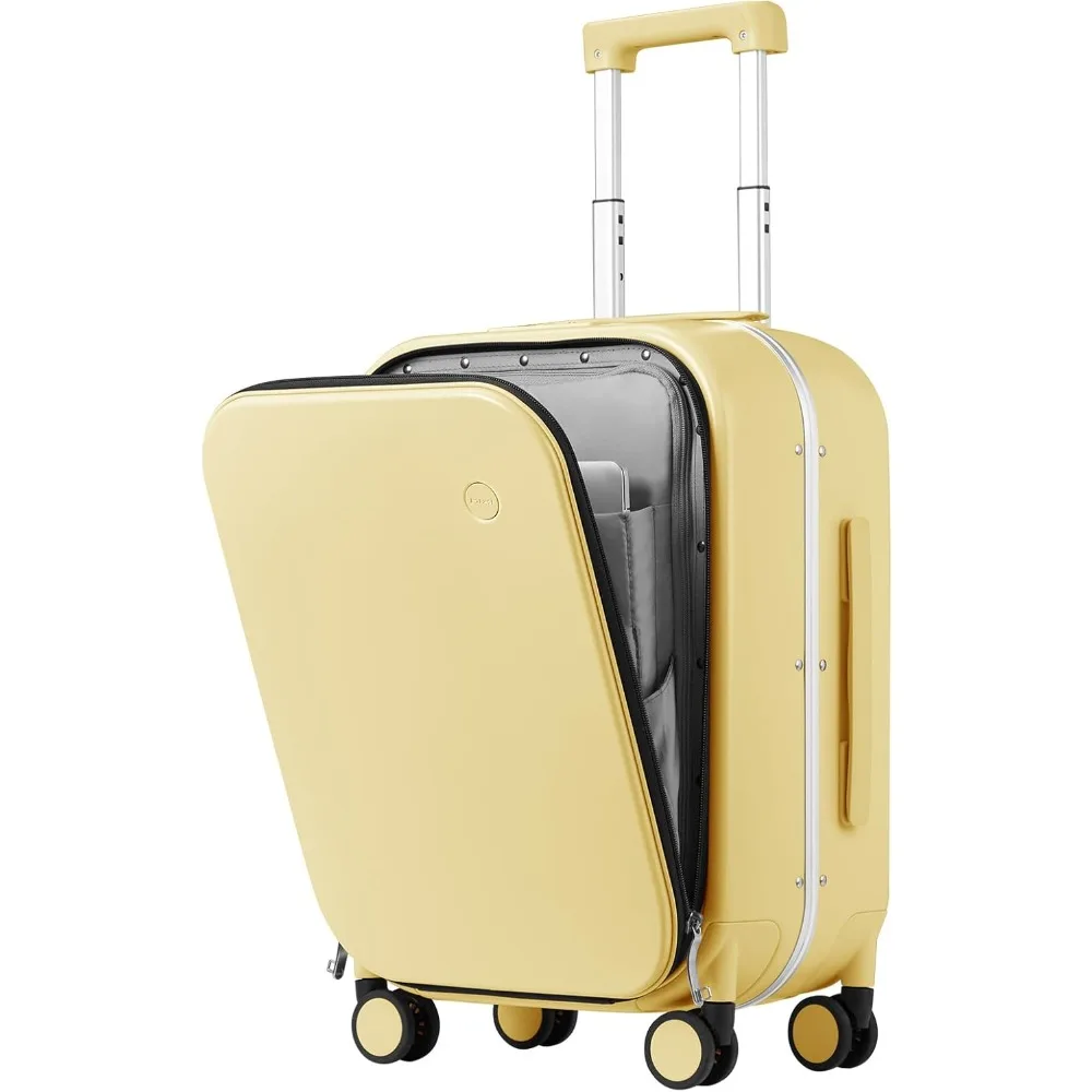 

20 Inch Mixi Carry-On Suitcase with Front Laptop Pocket, Aluminum Frame Hardshell Spinner Luggage