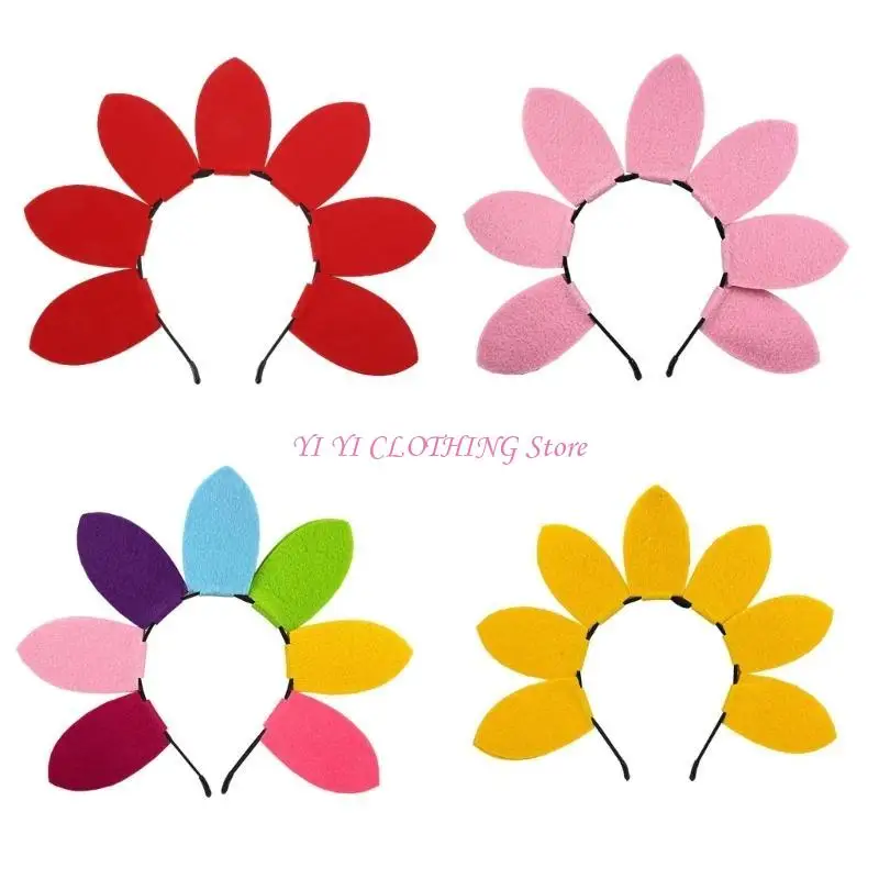 N5KF 誕生日パーティーヘアフープ夏ヘッドバンド花帽子花びら