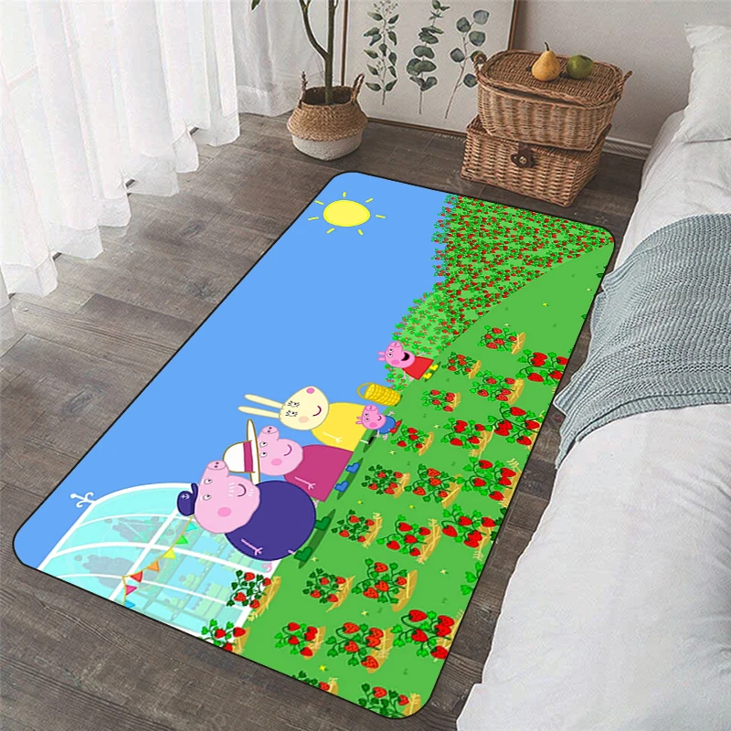 

Kawaii Cartoon Non-Slip Carpet Peppa Pig Balcony Floor Mat Entrance Door Doormat Room Mats Kitchen Rug Foot Bath House Bedrooom