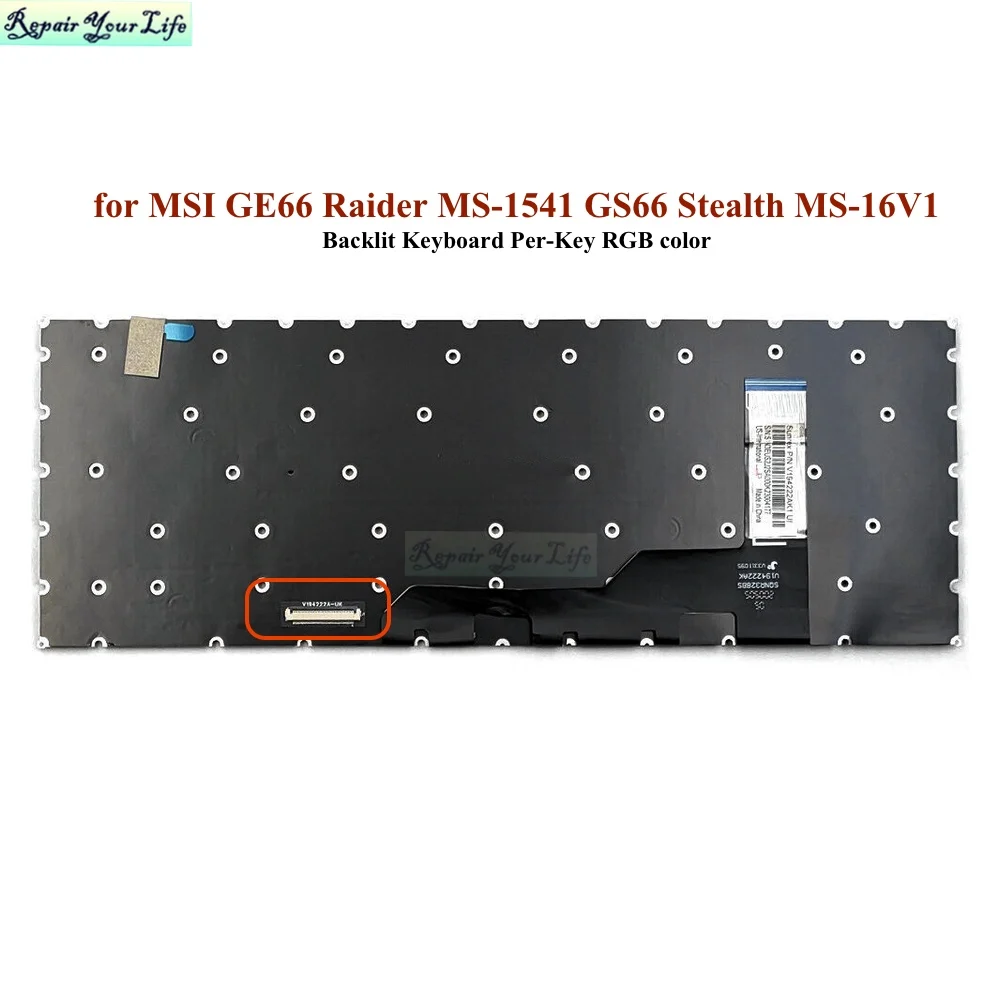 Imagem -02 - Genuine Eua Inglês Backlit Teclados para Msi Ge66 Raider Ms1541 Gs66 Stealth Ms-16v1 Teclado Portátil Retroiluminação Rgb Colorido Novo