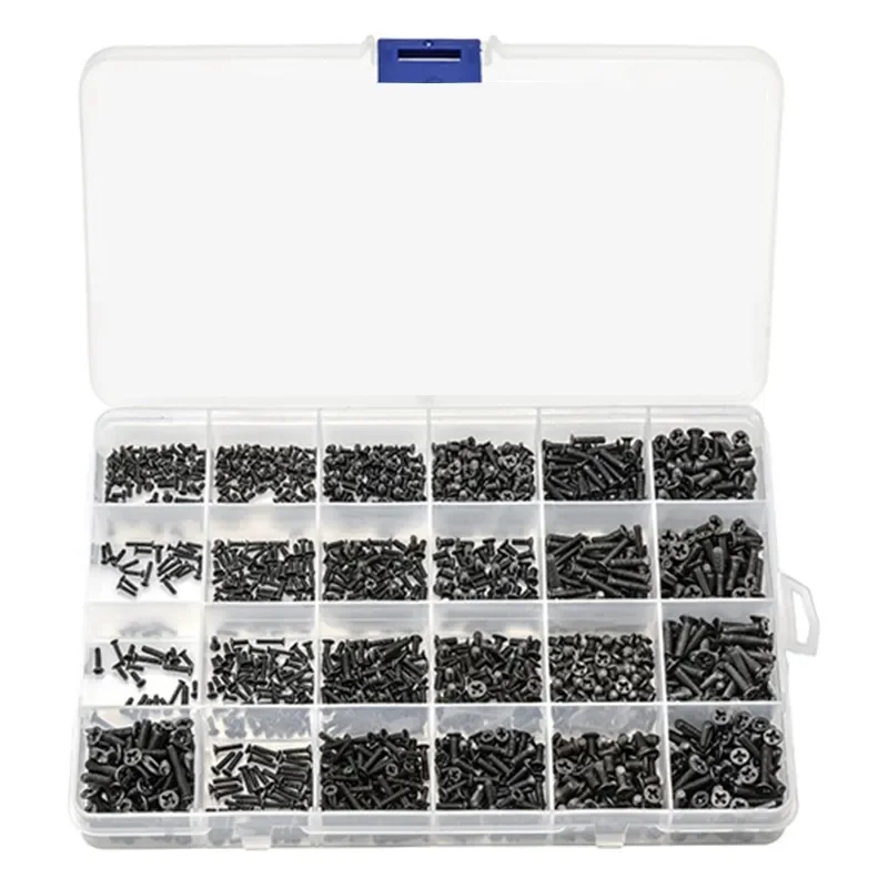 720pcs Countersunk Flat Head Phillips Small Mini Screw Set M1.4 M1.7 M2 M2.5 M3 Carbon Steel Computer Notebook Laptop Screws Kit