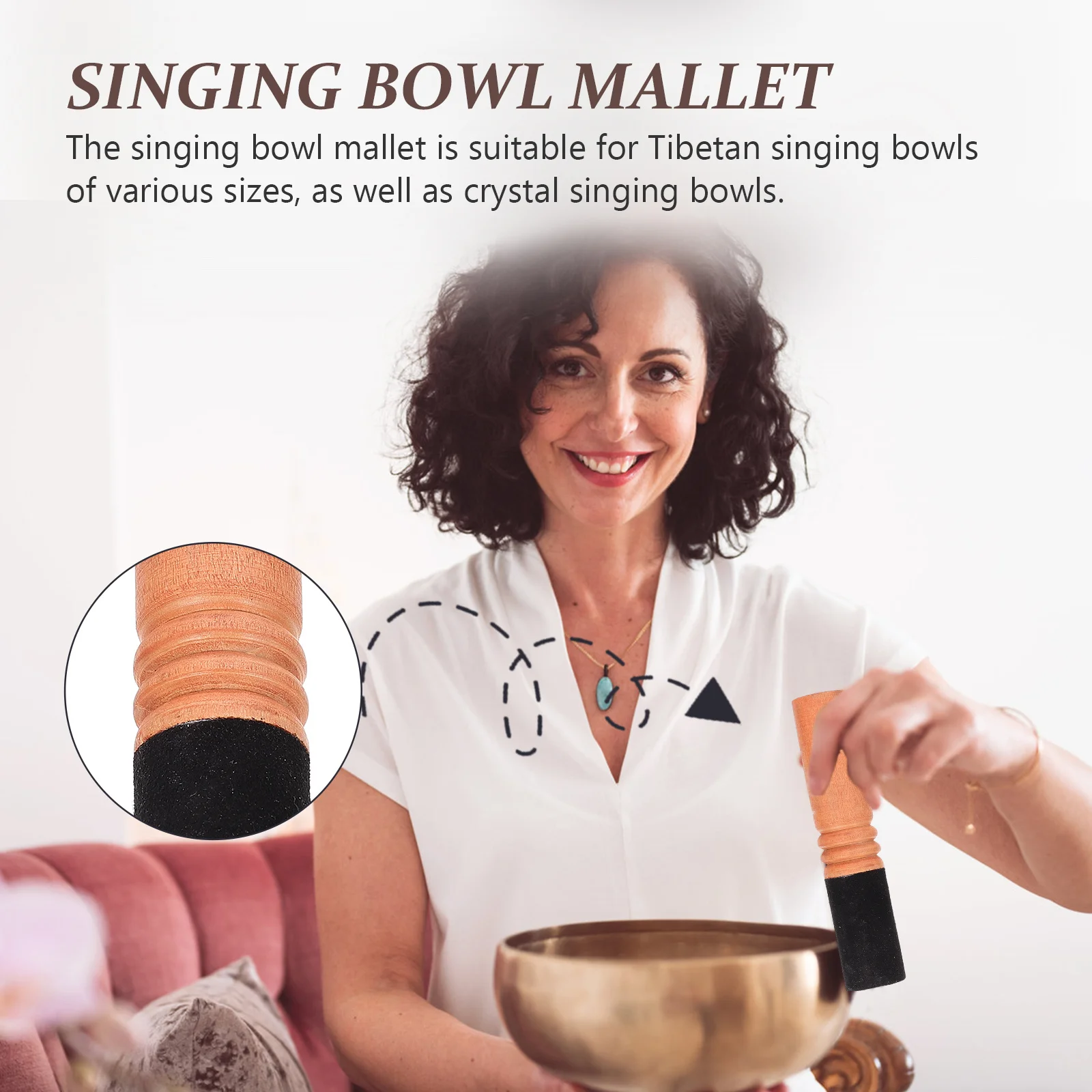 

2 Pcs Buddha Sound Bowl Wooden Stick Yoga Accessory Singing Strikers Portable Pedal