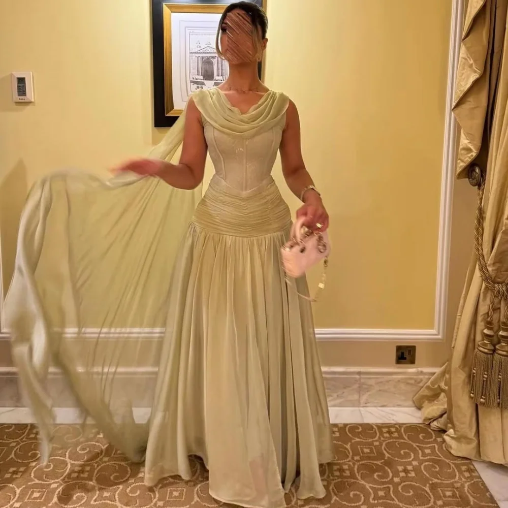 تخصيص رائعة Ruched المرأة فستان حفلة موسيقية س الرقبة الساحرة الكشكشة سستة الطابق طول فستان الحفلات الساحرة المرأة ثوب مسائي