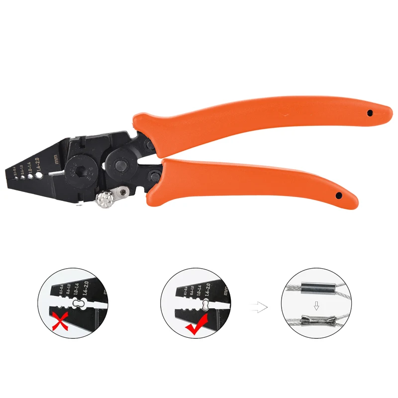 Wire Rope Crimping Plier with Cutter,Effort-Saving MIni Fishing Crimper Pliers 7 inch Fishing Tool Wire Rope Leader ClampTool