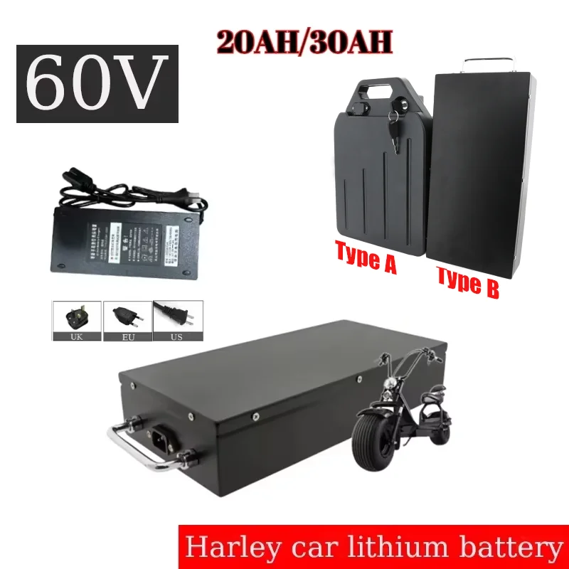 60V 20Ah 30Ah 40Ah Electric Vehicle Lithium Battery 2000W Suitable for Harley Two-Wheel Foldable Citycoco Electric Scooter