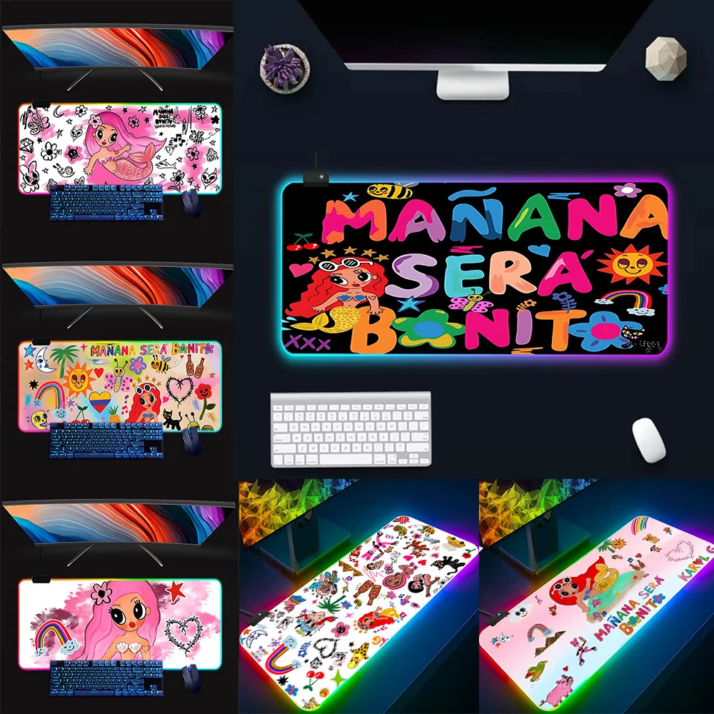 

Karol G RGB Pc Gamer Keyboard Mouse Pad Mousepad LED Glowing Mouse Mats Rubber Gaming Computer Mausepad