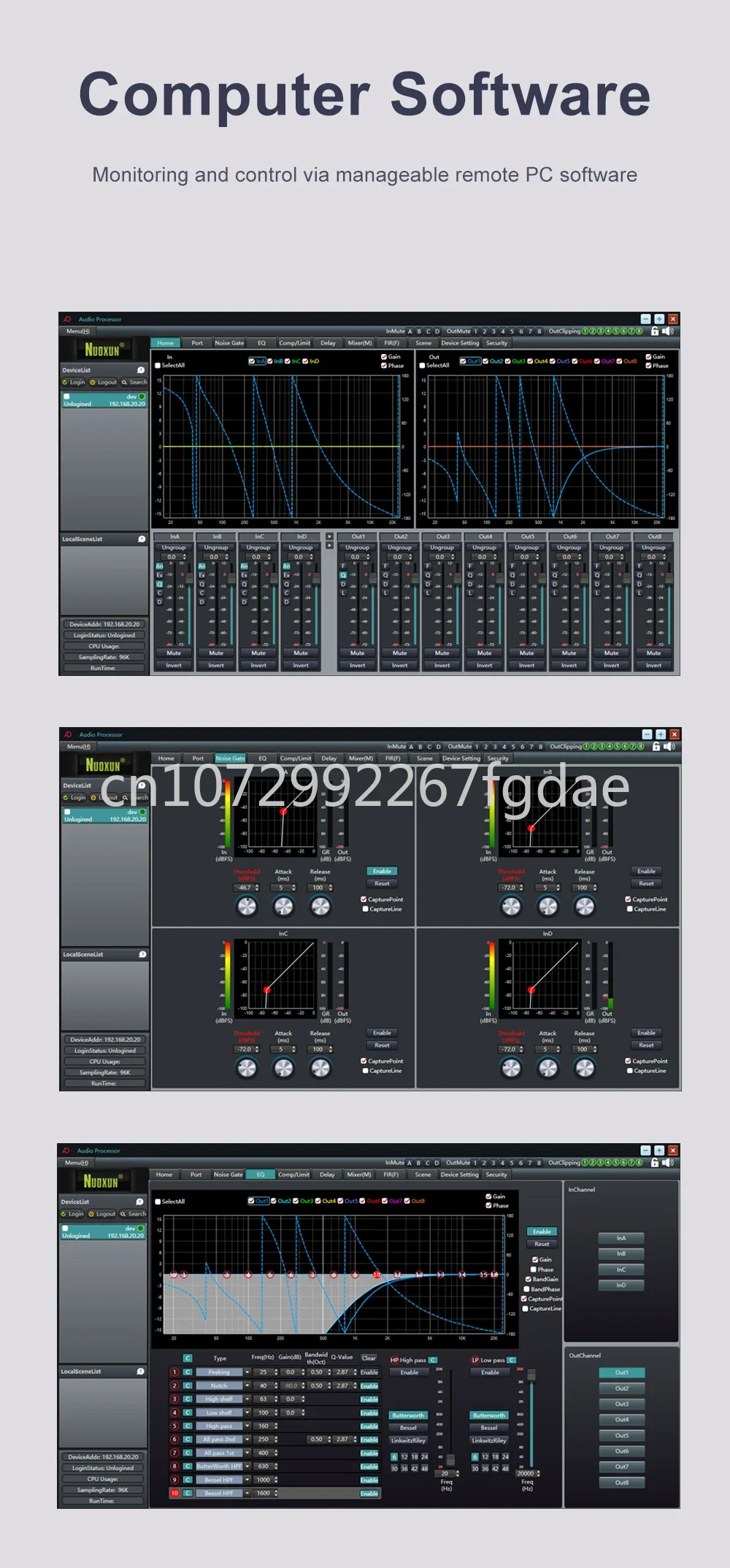 96K/FIR/AES Digital Audio Processor Speaker Management System 4in 8out Dsp Audio Processor