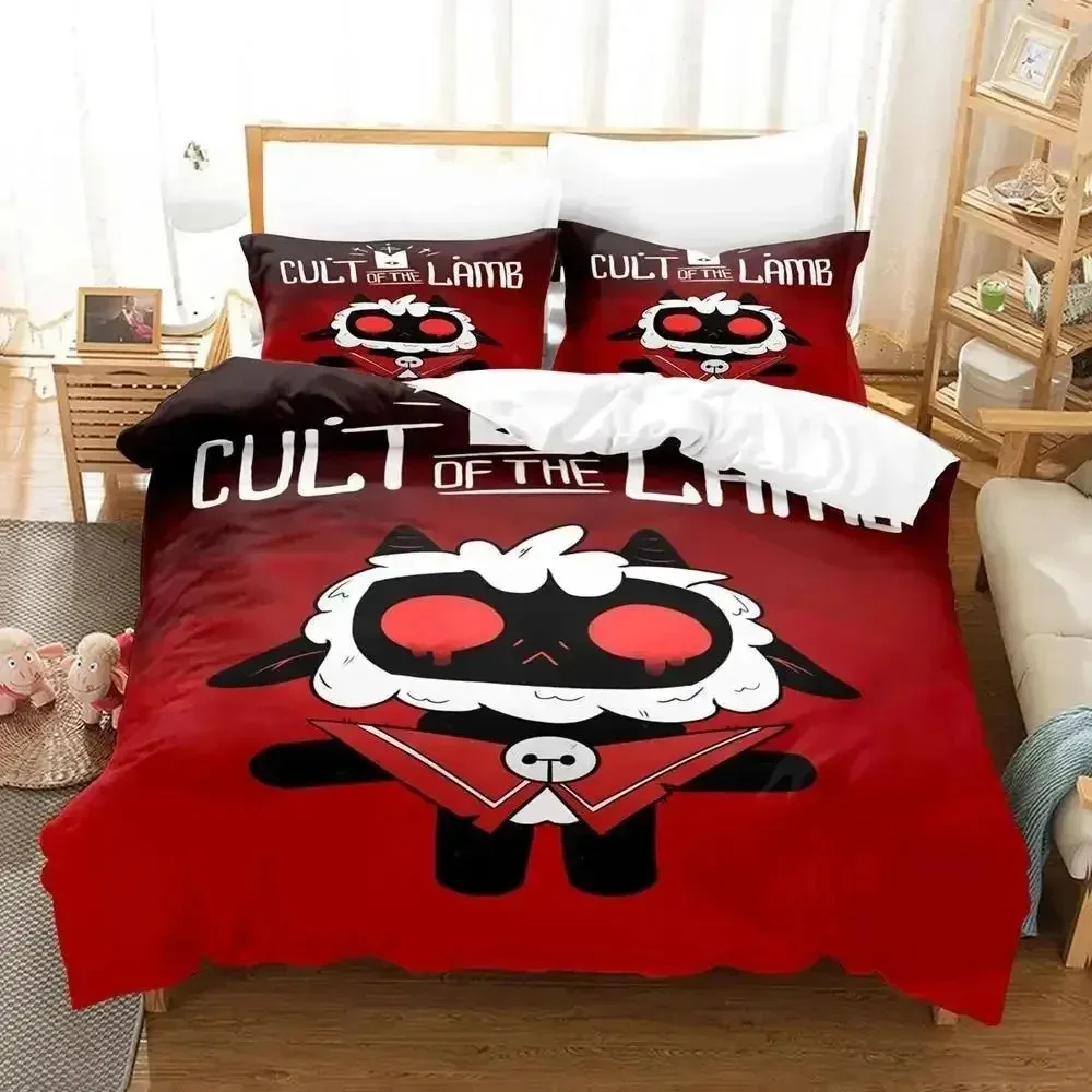 

Cult of the Lamb Bedding Set Single Twin Full Queen King Size Bed Set Aldult Kid Bedroom Duvet cover Sets 3D Anime Bed Sheet Set