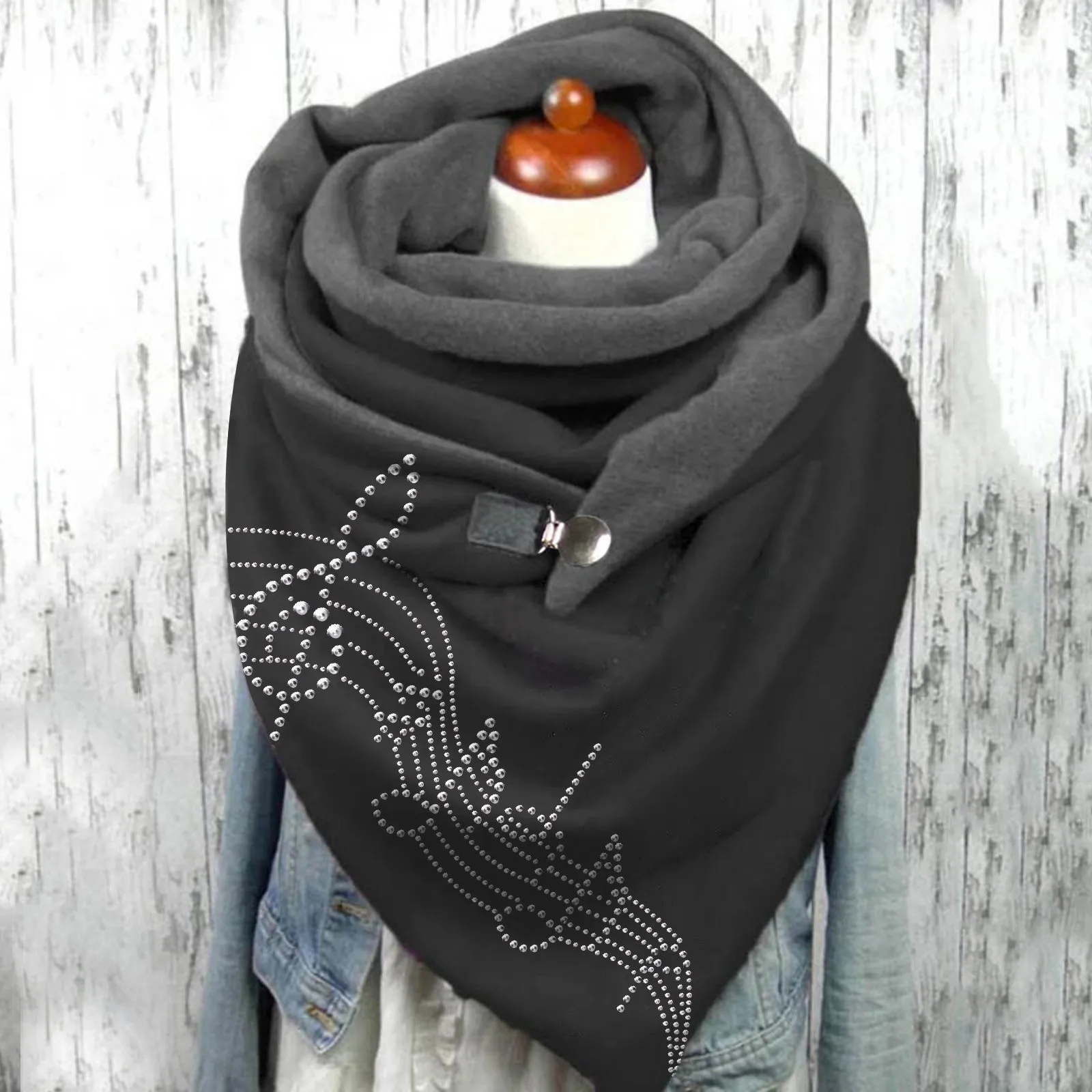 Women Scarves Winter Warm Wraps Ladies Elegant Solid Dot Printing Button Soft Casual Scarf 2024 Female Warm Scarves Shawls Шарф