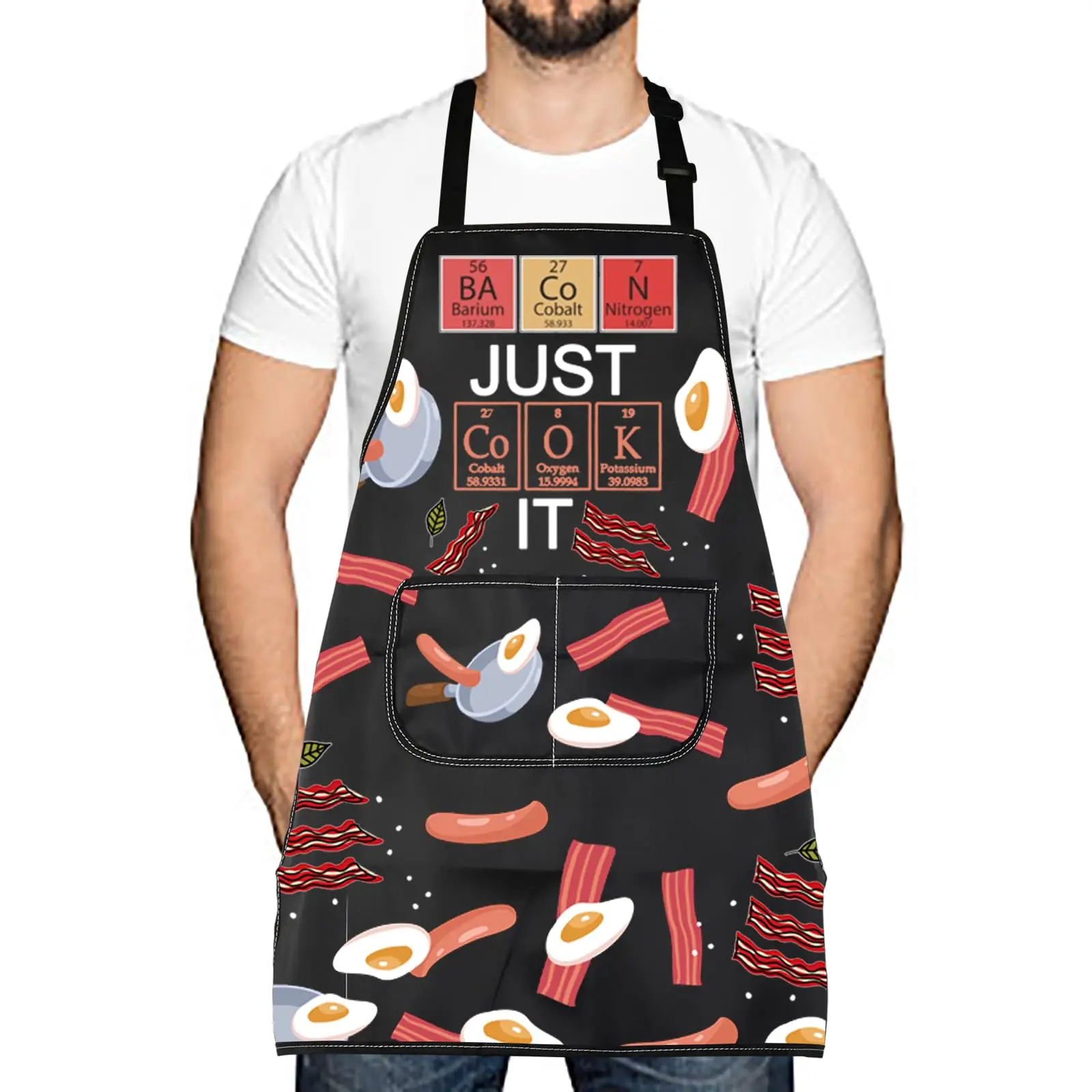 

Cooking Bacon Lover Gift Just Cook It Waterproof Apron With Pockets Housewarming Chef Bacon Gift