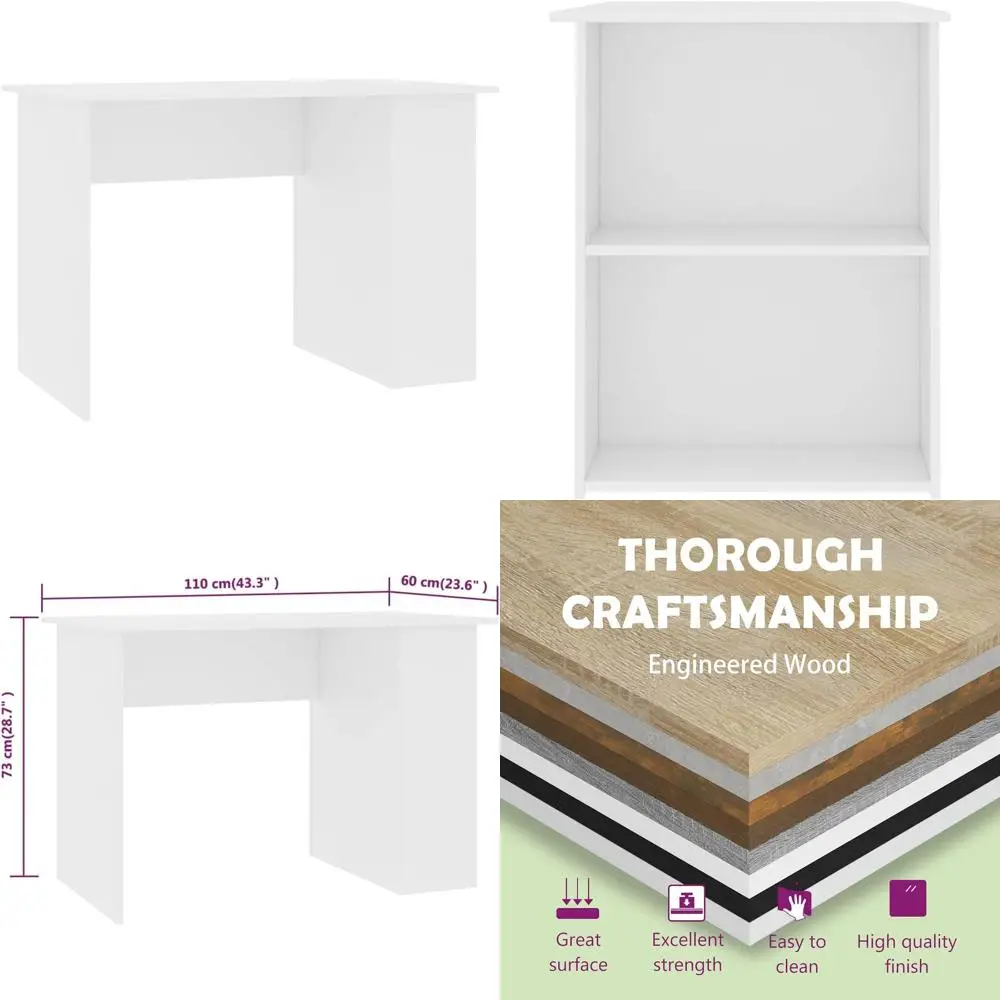 

Белый рабочий стол из инженерной древесины для домашнего офиса