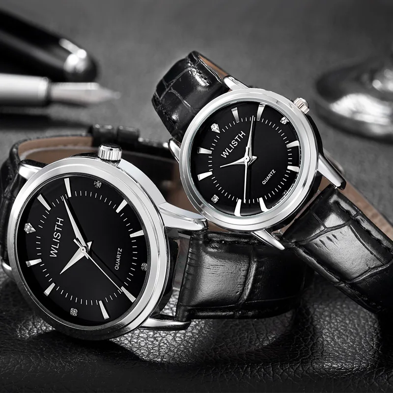 ساعة يد نسائية موضة الأعمال زوجين كوارتز ساعة للرجال النساء ساعة جلدية ساعة فاخرة للهدايا relógio automáti