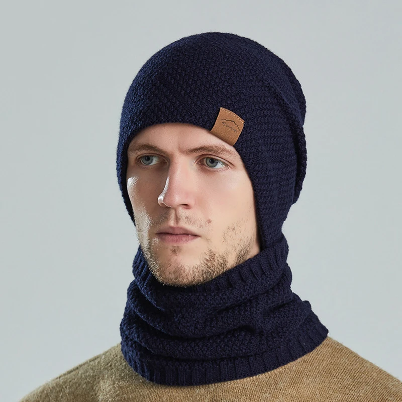 Winter Beanie Hat Scarf Set For Men Women Outdoor Thick Fleece Snow Ski Caps Male Warm Knitted Beanie Hedging Cap