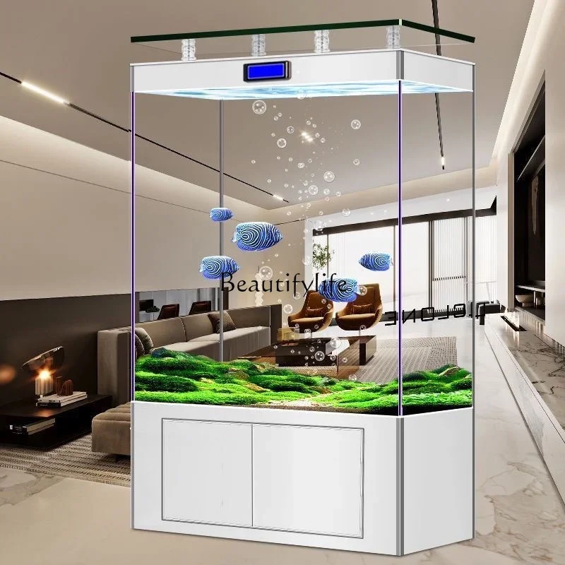 

yj9 Vertical Hallway round Explosion-Proof Glass Low Filter Fish Tank Fish Tank Vertical Fish Tank Floor Type