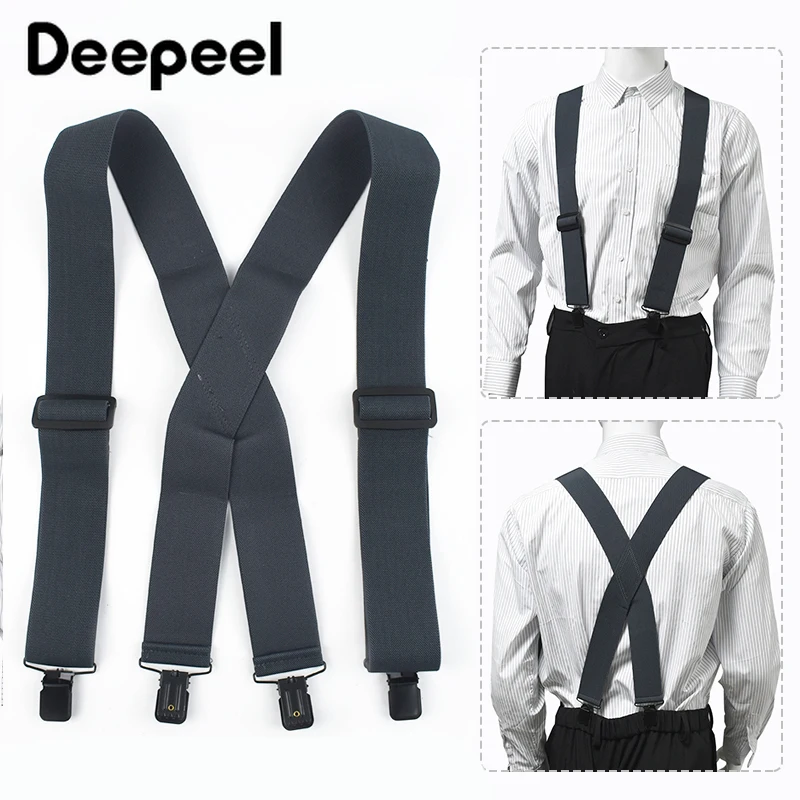 

Deepeel Fashion 5cm Wide Adults Men's Suspenders Adjust Elastic Strap X-type 4 Clips Male Braces Harness Man Jockstrap for Pants