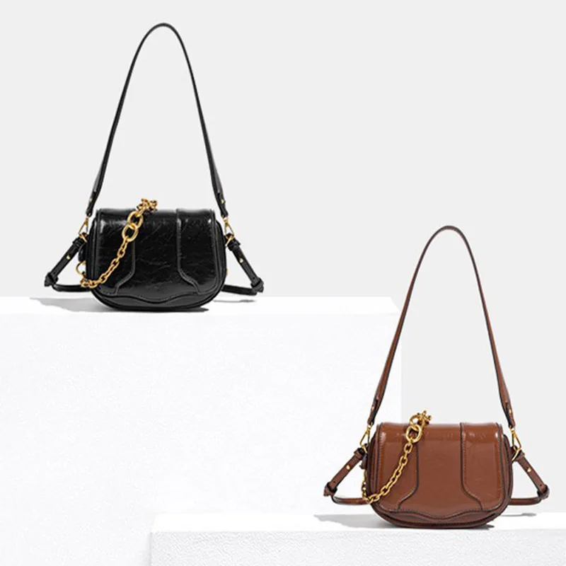 

Fashionable Women's 2025 Autumn Design Flap Shoulder Underarm Saddle Bag New Retro Luxury PU Leather Crossbody Bag and Wallet