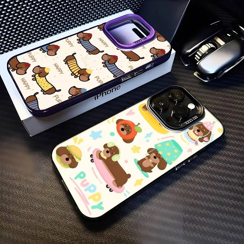 

Puppy Fashion Print Phone Case For iPhone 16,15,14,13,12,11,Mini,Pro,MAX Purple Matte Shockproof Cover