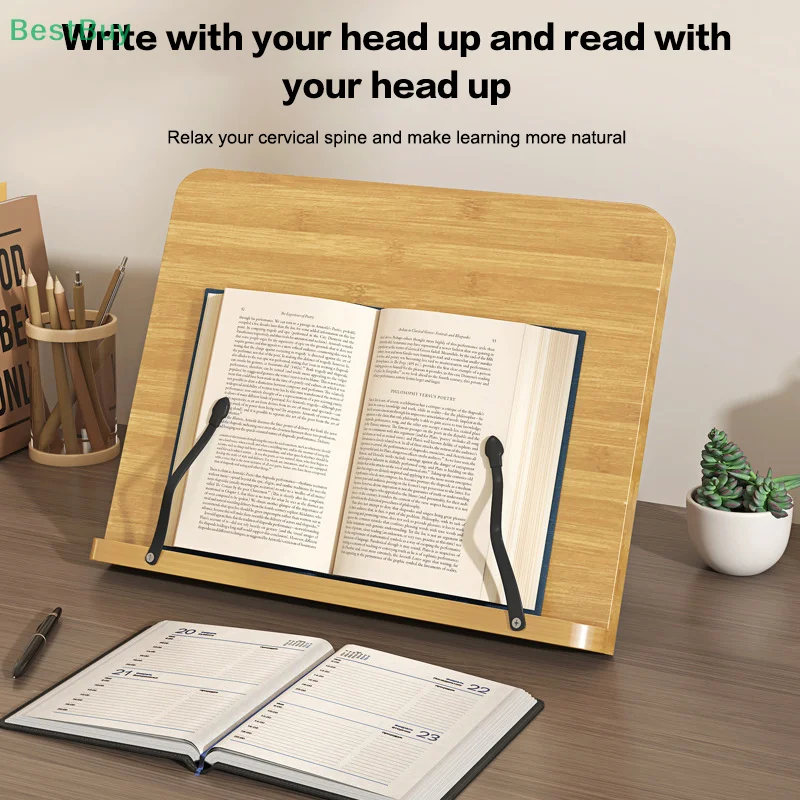 Adjustable Wood Reading Rest Tablet Book Holder Foldable Cookbook Reading Sturdy Book Stand Textbooks Lightweight Book Stand