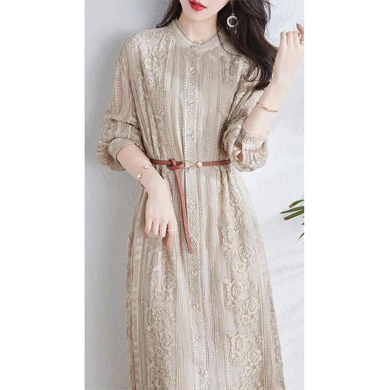 Embroidered Mulberry Silk Heavyweight Silk Dress New Chinese Women\'s Fashion 2024 New Dress Summer Long Dress