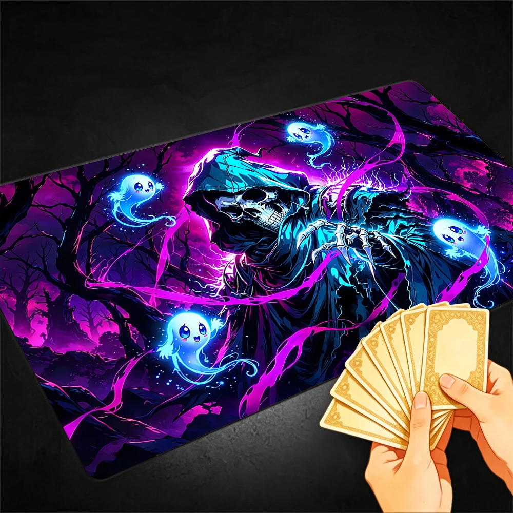 Spectral Skeleton Warlock TCG Playmat Magic Playmat with Stitched Edge Anti-slip base Gathering Gaming Mat Trading Card Game