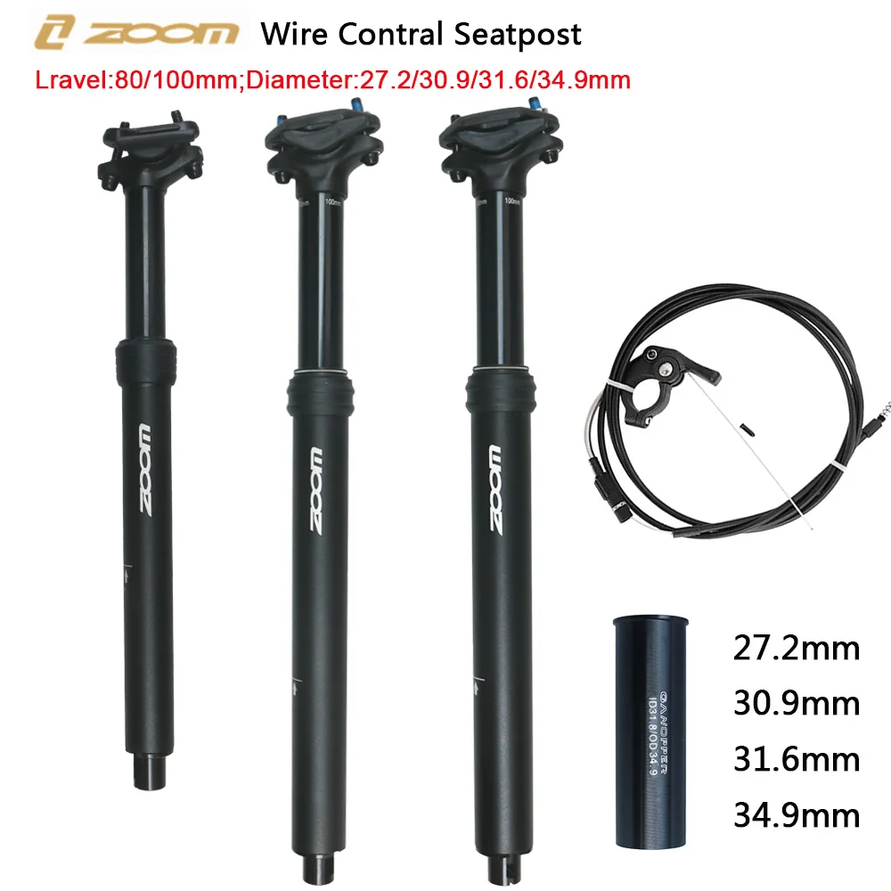 Zoom Dropper Seatpost Internal Cable Routing 27.2 28.6 30.4 30.9 31.6 33.9 34.9 Bike Height Adjustable Wire Remote Control Lever