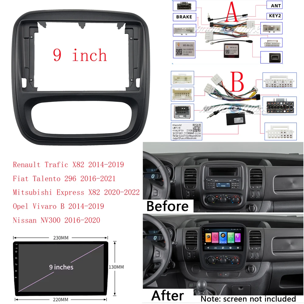 Car Radio Fascias Harness Connector For Renault Trafic X82 Fiat Talento 296 Mitsubishi Express X82 Opel Vivaro B Nissan NV300