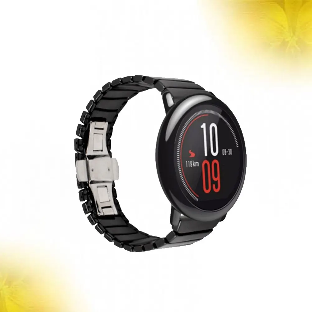 22Mm Ceramic Strap For Smart Watch Replacement Bamboo Joint Band Metal Clasp Compatible With Watch 1 2 2S Black Fashionable