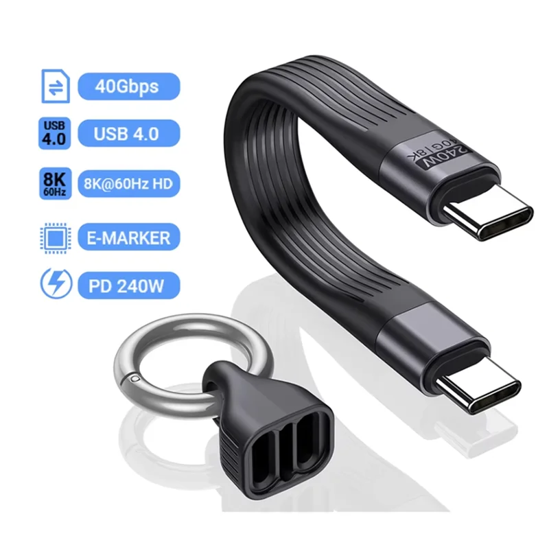 -FDDT 8K USB4 Type C Cable For Laptop  40Gbps Data Transfer 240W PD3.1 QC4.0 Fast Charging Cable For Phone